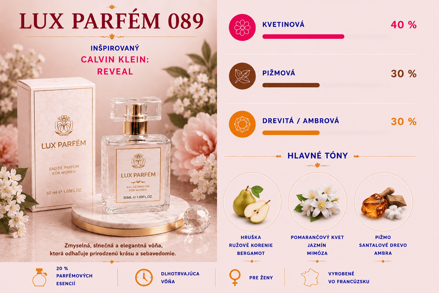 Lux Parfém 089 – Inšpirovaný Calvin Klein: Reveal